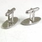 Vintage Oval Brushed Silvertone Cufflinks By SWANK 102817