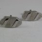 Vintage Oval Brushed Silvertone Cufflinks By SWANK 102817