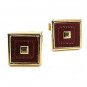 Vintage Goldtone Brown Leather Cufflnks PAT PEND 91417