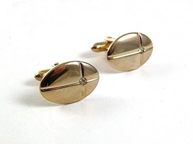 Vintage Goldtone & Small Rhinestone ?? Cufflinks By SWANK 101517