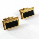 Vintage Gold Tone Sterling Silver &  Black Cufflinks By T2 6416