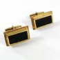 Vintage Gold Tone Sterling Silver &  Black Cufflinks By T2 6416