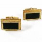 Vintage Gold Tone Sterling Silver &  Black Cufflinks By T2 6416