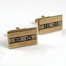 Vintage Goldtone Black Cufflinks By HICKOK USA 10217