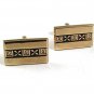Vintage Goldtone Black Cufflinks By HICKOK USA 10217