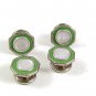 Art Deco Mother Pearl & Green Silvertone Cufflinks By SNAP LINK 52917