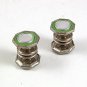 Art Deco Mother Pearl & Green Silvertone Cufflinks By SNAP LINK 52917