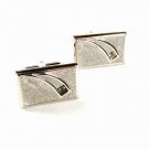 Silvertone & Clear Shiny Rhinestone Cufflinks By SWANK 4716