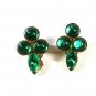1950's Sparkly Green Rhinestone Brooch & Clip On Earrings Unbranded 51616