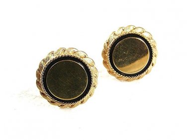 Vintage Goldtone & Black Cufflinks By ANSON 73117