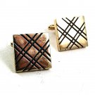 Vintage Goldtone & Black Cufflinks By FLEX LET QUALITY USA 102317