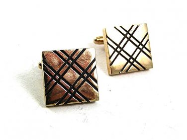 Vintage Goldtone & Black Cufflinks By FLEX LET QUALITY USA 102317