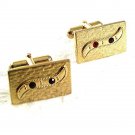 Vintage Goldtone & Red Cufflinks 8917