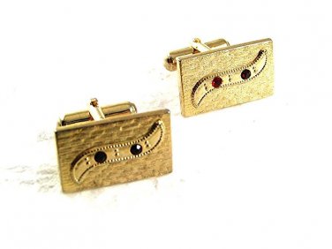 Vintage Goldtone & Red Cufflinks 8917