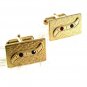 Vintage Goldtone & Red Cufflinks 8917