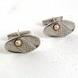 Vintage Silvertone Faux Pearl Cufflinks 81617