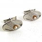 Vintage Silvertone Faux Pearl Cufflinks 81617