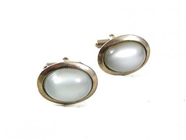 Vintage Silvertone & Light Blue Cufflinks 51817