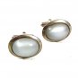 Vintage Silvertone & Light Blue Cufflinks 51817
