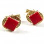 Vintage Goldtone & Red Cufflinks PAT PEND 121317
