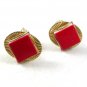Vintage Goldtone & Red Cufflinks PAT PEND 121317