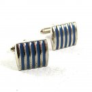 Vintage Silvertone & Blue Cufflinks 10917