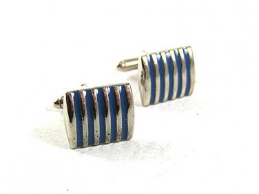 Vintage Silvertone & Blue Cufflinks 10917