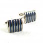 Vintage Silvertone & Blue Cufflinks 10917