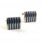 Vintage Silvertone & Blue Cufflinks 10917