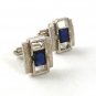 Vintage Silvertone & Blue Cufflinks 6117