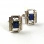 Vintage Silvertone & Blue Cufflinks 6117