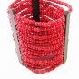 Vintage Primitive Handmade Tribal Coral Bead & Metal Bracelet 8316