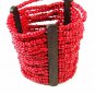 Vintage Primitive Handmade Tribal Coral Bead & Metal Bracelet 8316