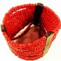 Vintage Primitive Handmade Tribal Coral Bead & Metal Bracelet 8316