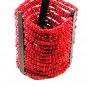 Vintage Primitive Handmade Tribal Coral Bead & Metal Bracelet 8316