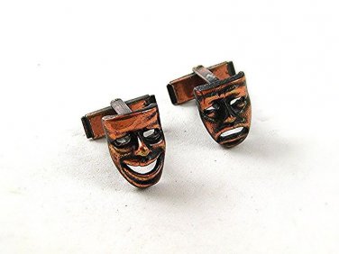 Vintage Copper Comedy & Tragedy Theatre Cufflinks 10316