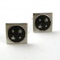 Mid Century Modern Silver Tone & Black Cufflinks By SWANK 1217