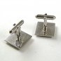 Mid Century Modern Silver Tone & Black Cufflinks By SWANK 1217