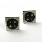 Mid Century Modern Silver Tone & Black Cufflinks By SWANK 1217