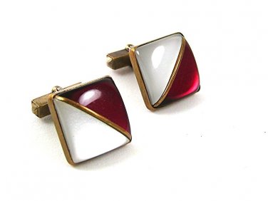 1950's - 1960's Red & White Triangle Cufflinks 31717