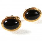 1950's - 60's Goldtone & Black ??? Cufflinks by ANSON ROP 3316