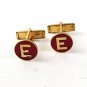 Gold Tone & Red Initial / Letter E Cufflnks 91716
