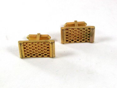 Vintage Gold Tone Mid Century Modern Cufflinks By ANSON 6316