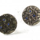 1970's Modernistic Silvertone 7 Blue Cufflinks by SWANK 31216