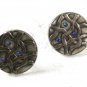 1970's Modernistic Silvertone 7 Blue Cufflinks by SWANK 31216