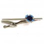 Vintage Silvertone & Blue Tie Clasp By HICKOK USA 7717