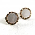 Vintage Goldtone & White Cufflinks By SWANK 10917