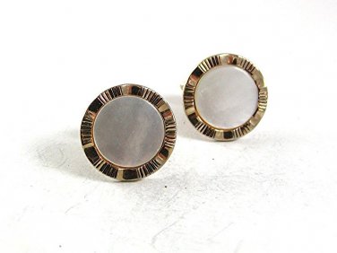 Vintage Goldtone & White Cufflinks By SWANK 10917