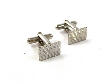 1960'S - 1970'S Very Small Silvertone Monogrammable Cufflinks 31717