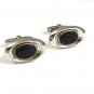 Vintage Silvertone & Black Cufflinks By FOSTER, PAT PEND, USA 5917